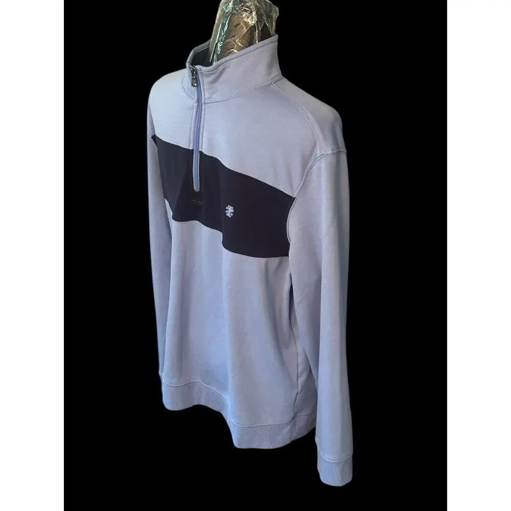 Izod Pullover Sweater Men's Stretch‎ Medium Blue Quarter Zip Golf Outdoor